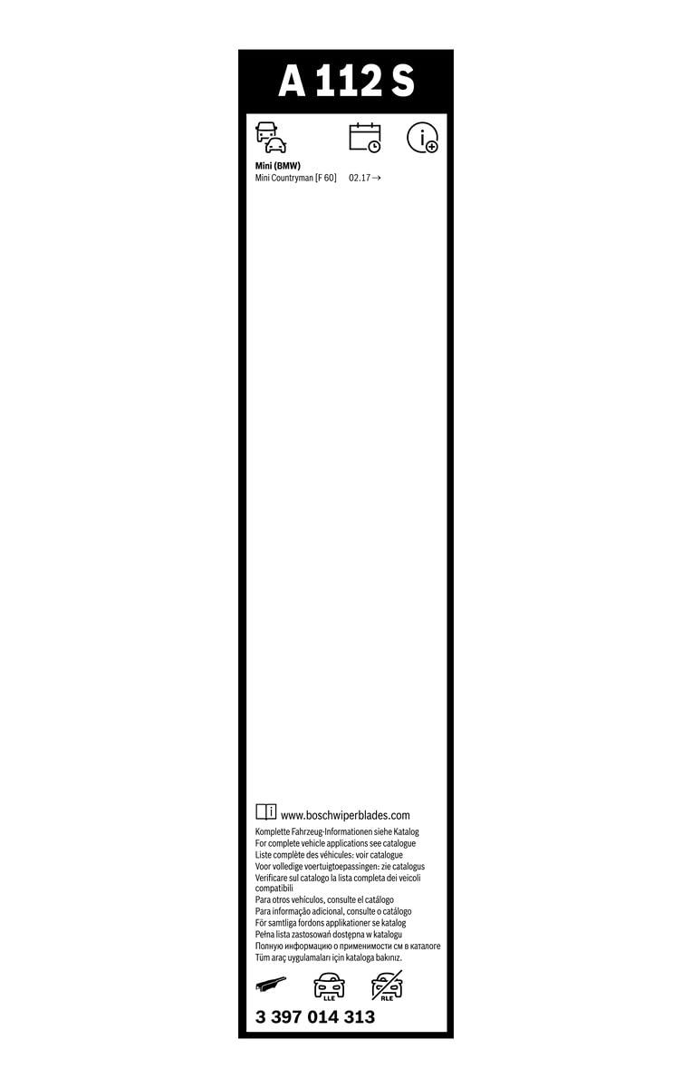 Bosch AeroTwin Wiper Blades Set of 2 (23" & 21") - OE Replacement, Rubber, Model 3397014313, Driver & Passenger Side