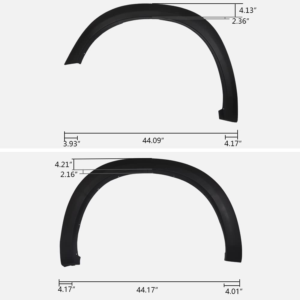 PIT66 Fender Flares for 2009-2018 Dodge Ram 1500, ABS Plastic, Black, Bolt-On Style