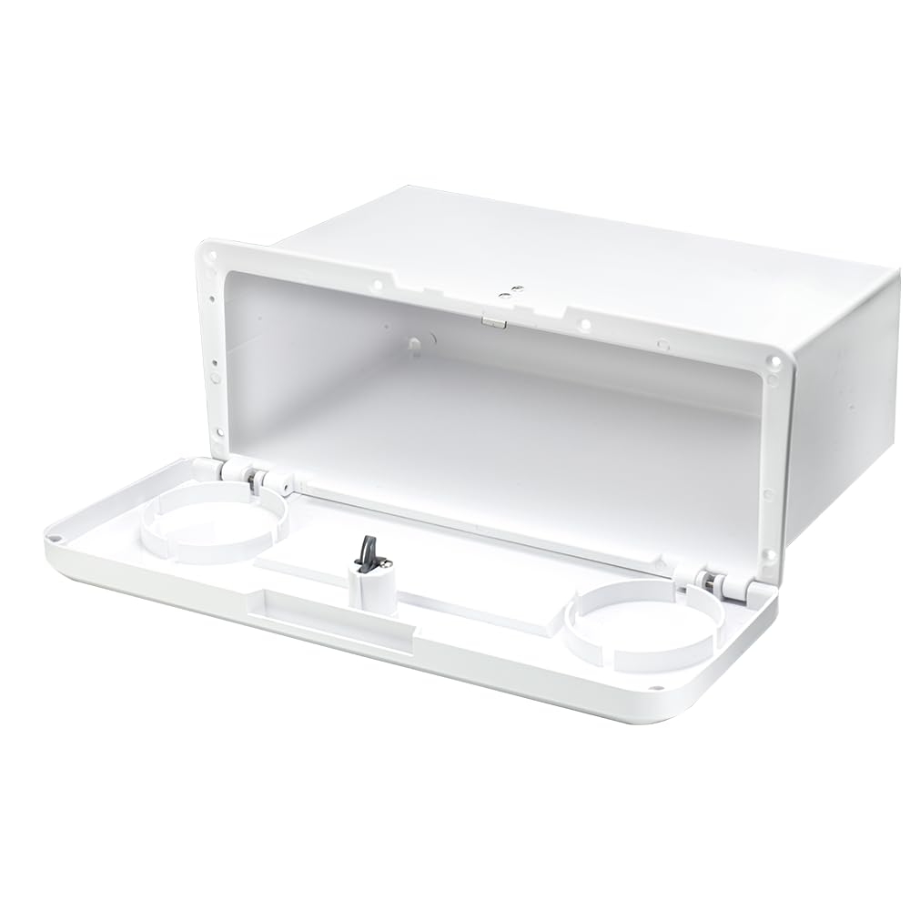 Pactrade Marine Lockable Plastic Glove Box - Durable White Storage Compartment for Boats and Yachts with Keys