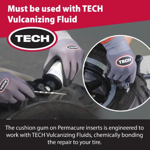 TECH Tire Repairs Permacure II Insert Plugs – Heavy-Duty Natural Rubber, 3-3/4" (95mm), Box of 50 for Tubeless Plug Kits