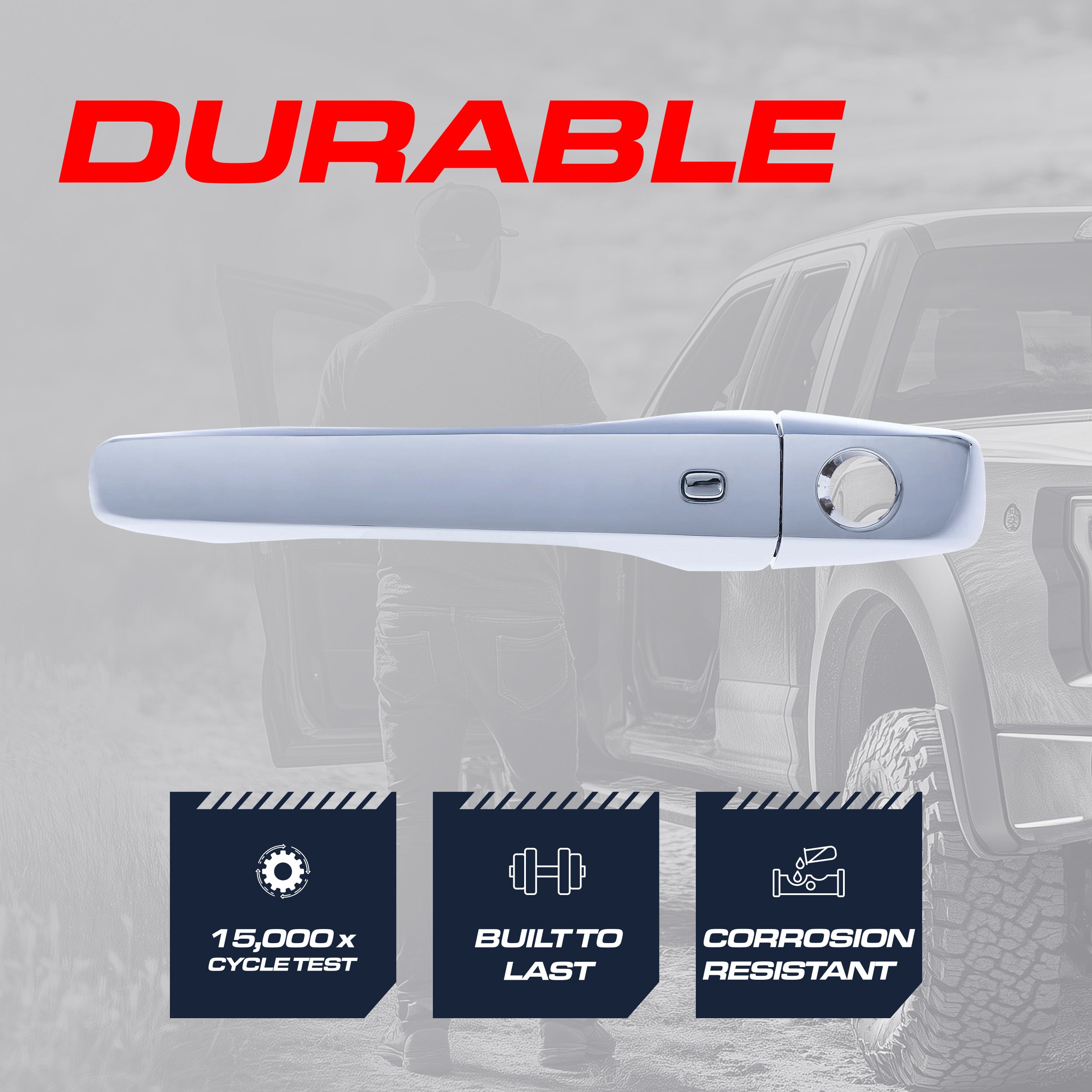 Exterior Door Handle Chrome Replacement for Dodge Journey (2011-2025) / Chrysler 300 (2011-2025) OE Part # 4589855AJ, 4589851AD, 4589855AF, 4589851AB | Front Left Driver Side