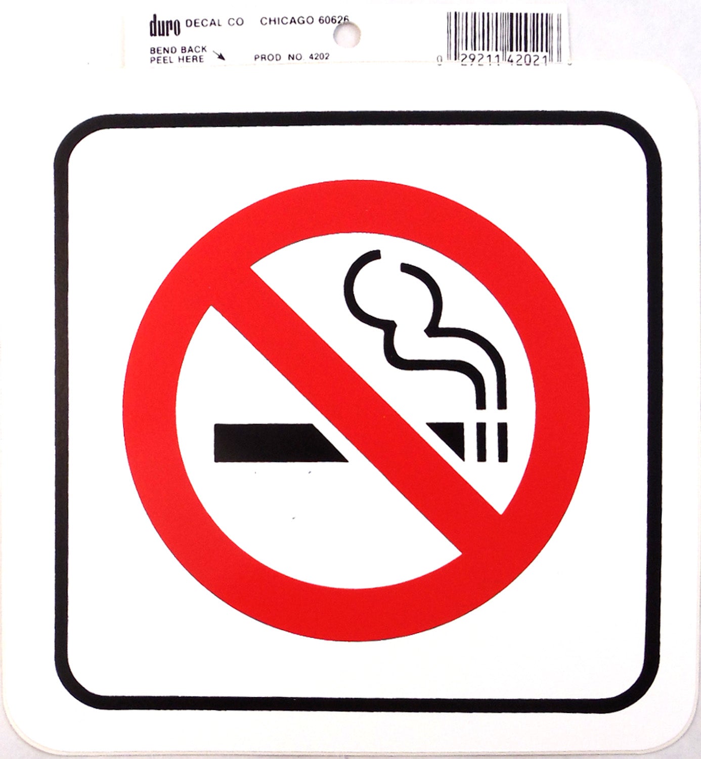 DURO 6 inch X 6 inch STICKON NO SMOKING DECAL  12 PER PACK