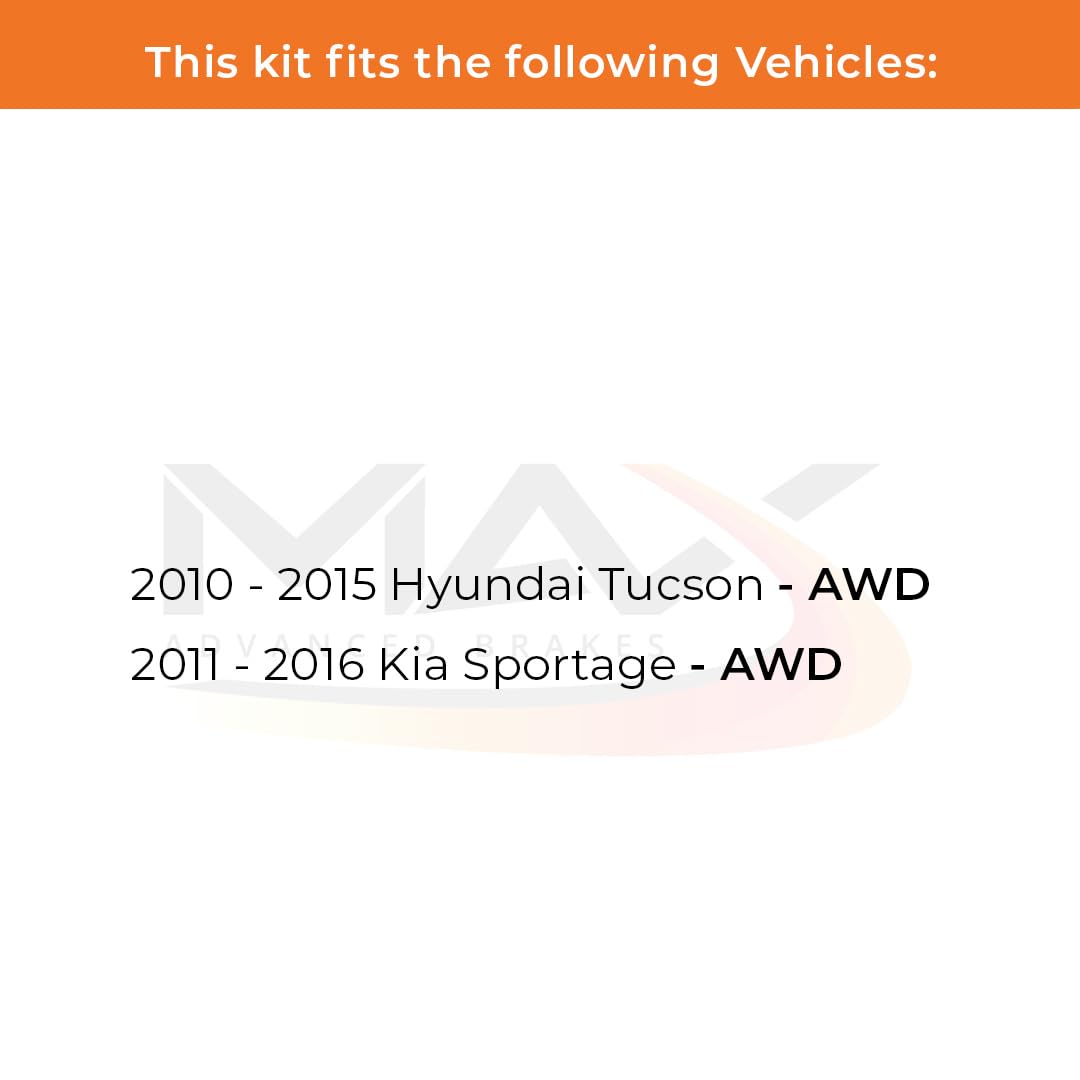 Max Advanced Brakes Rear Brake Kit Compatible With 2010-2013 2014 2015 Hyundai Tucson Awd Compatible With Kia Sportage Replaceme