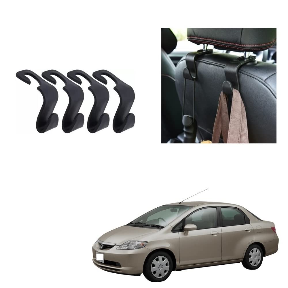 Useful Car Compact Size Headrest Back Side Hooks Hanging Hanger Organizer Black Color Elegant Universal Set of 4 pcs Suitable fo