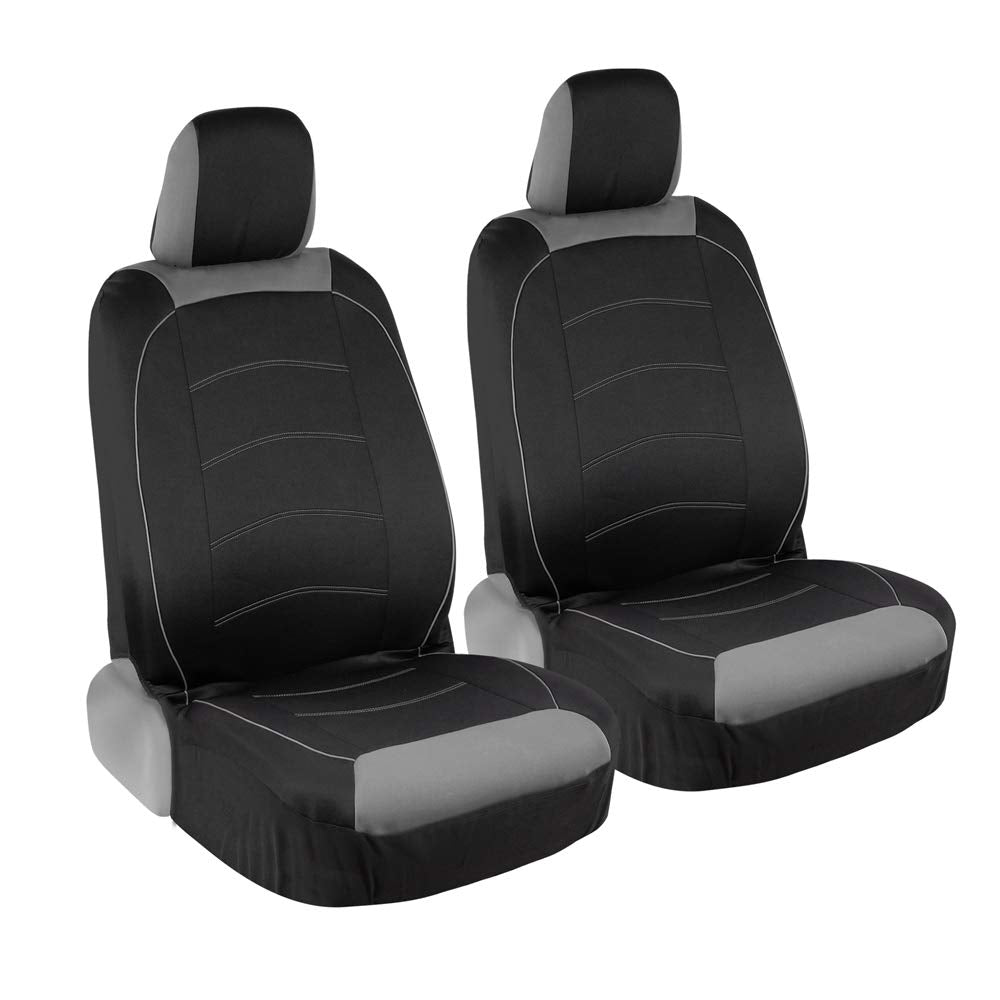 Motor Trend Two Tone Premium Front Seat Covers With Waterproof Rear Protector - With Extended Bench Side Coverage For Car, Truck