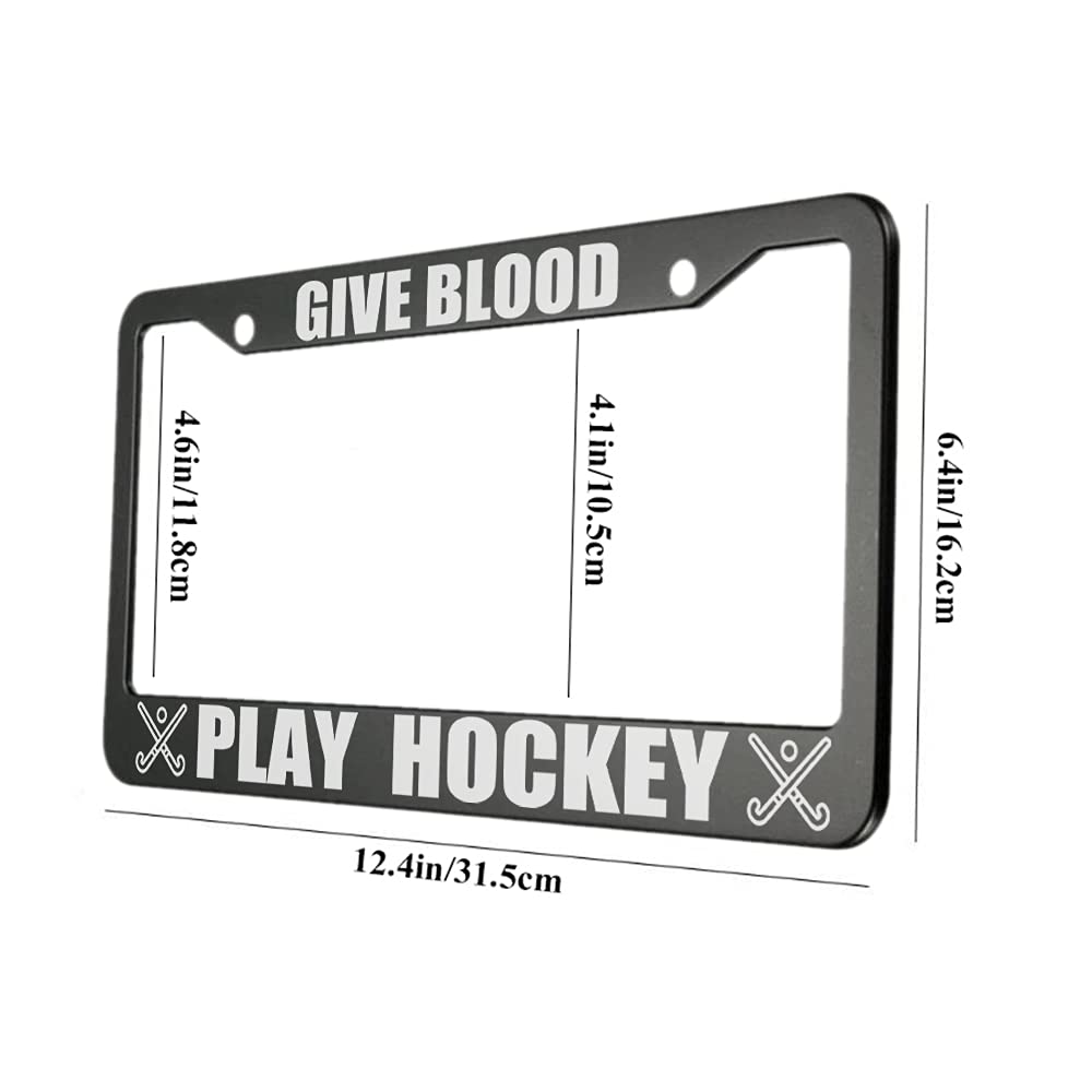 oFloral Aluminum Alloy License Plate Frame - Funny Hockey Design, White, Model ZY-LPCFRAME185, Fits US Standard Cars