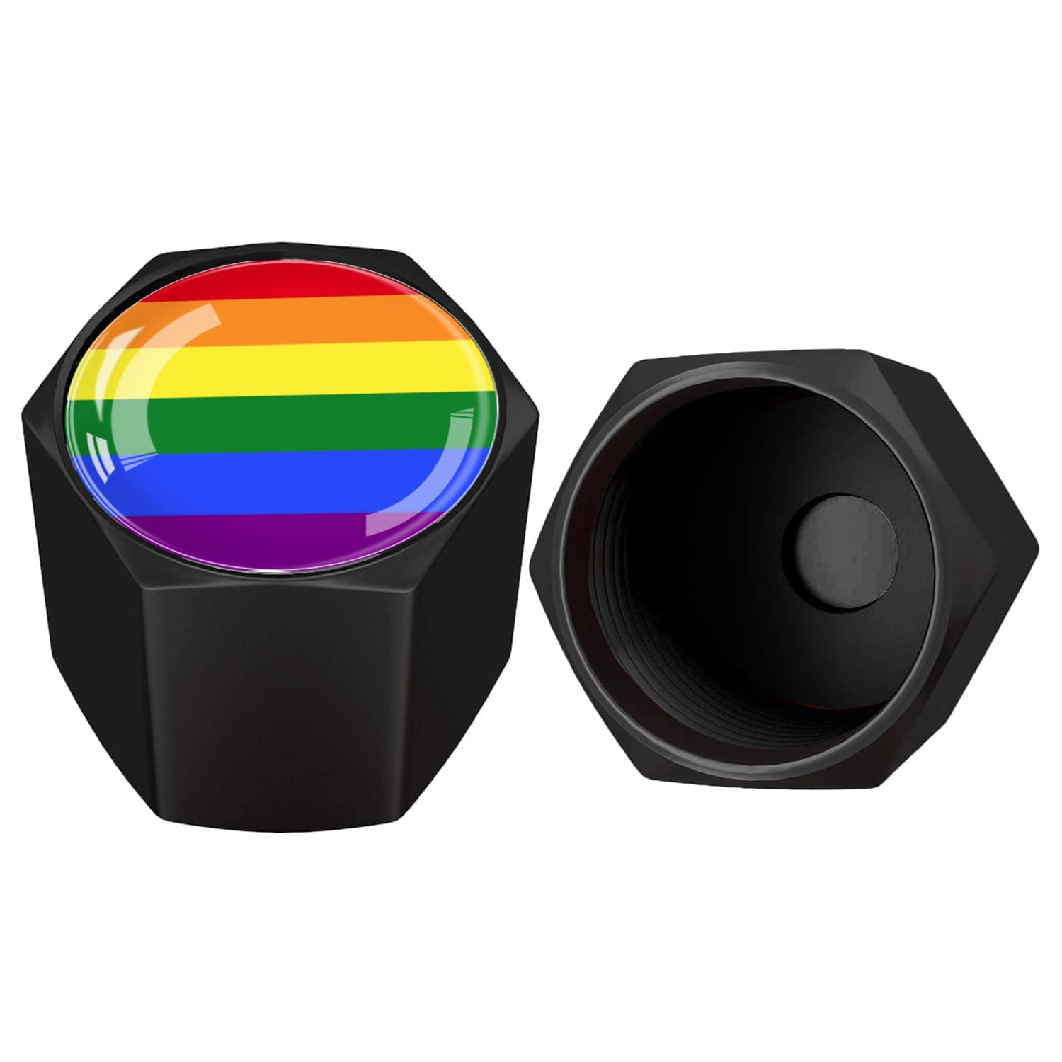 Metal Car Wheel Tire Valve Stem Caps 4 Pack Rainbow Lgbt Gay Pride Aluminum Car Tire Air Valve Caps For Cars, Trucks, Bikes, Mot