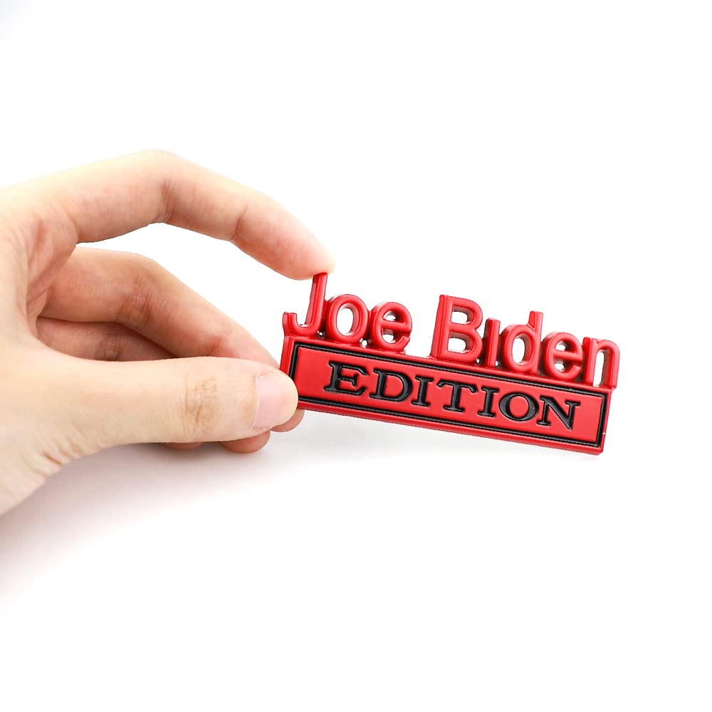 2 Pcs Joe Biden Edition Emblem Car Side Rear Front Hood Trunk Door Badge 3D Decal Sticker Fit For Car Truck Suv (Joe Biden, Red)
