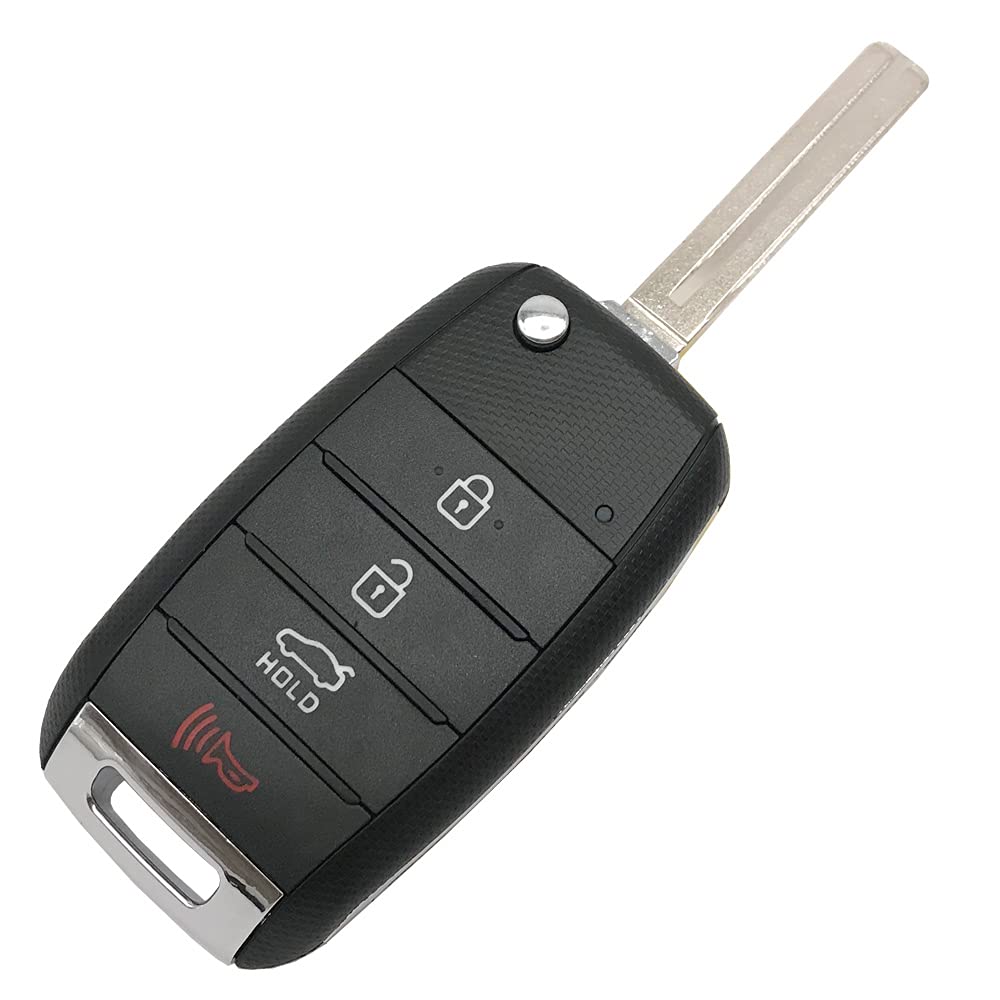 Grakest 4-Button Folding Key Fob Cover Case for Kia 2014-2020, Black, Plastic, Keyless Entry Shell
