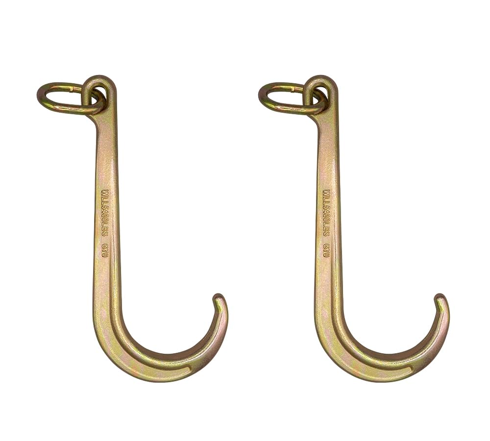 Mytee Products (2 Pack) 15 Inch J Hook Heavy Duty Grade G70 Tow Axle Strap Wrecker Roll Back Clevis 5400#