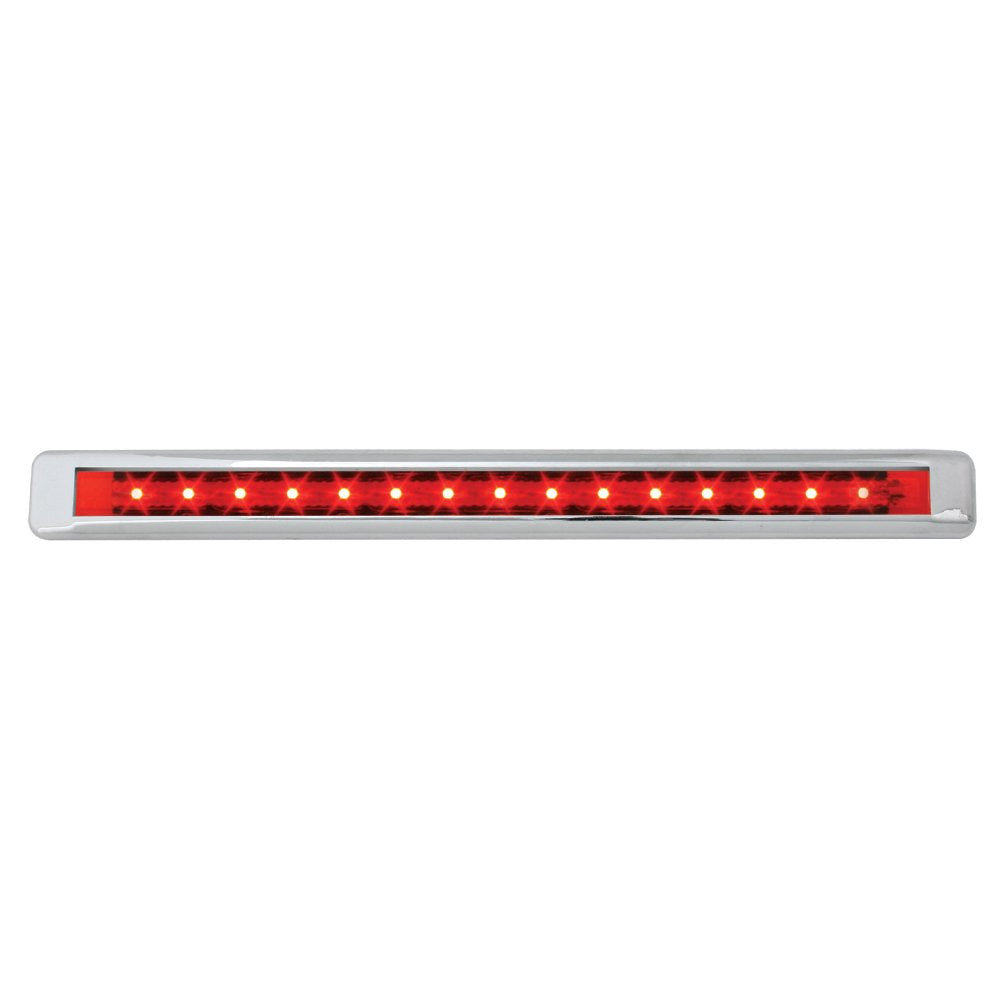 Gg Grand General 76125 Red 12'''' Ultra Thin Surface Mount 15-Led Marker And Clearance Sealed Light Bar With Chrome Plastic Beze
