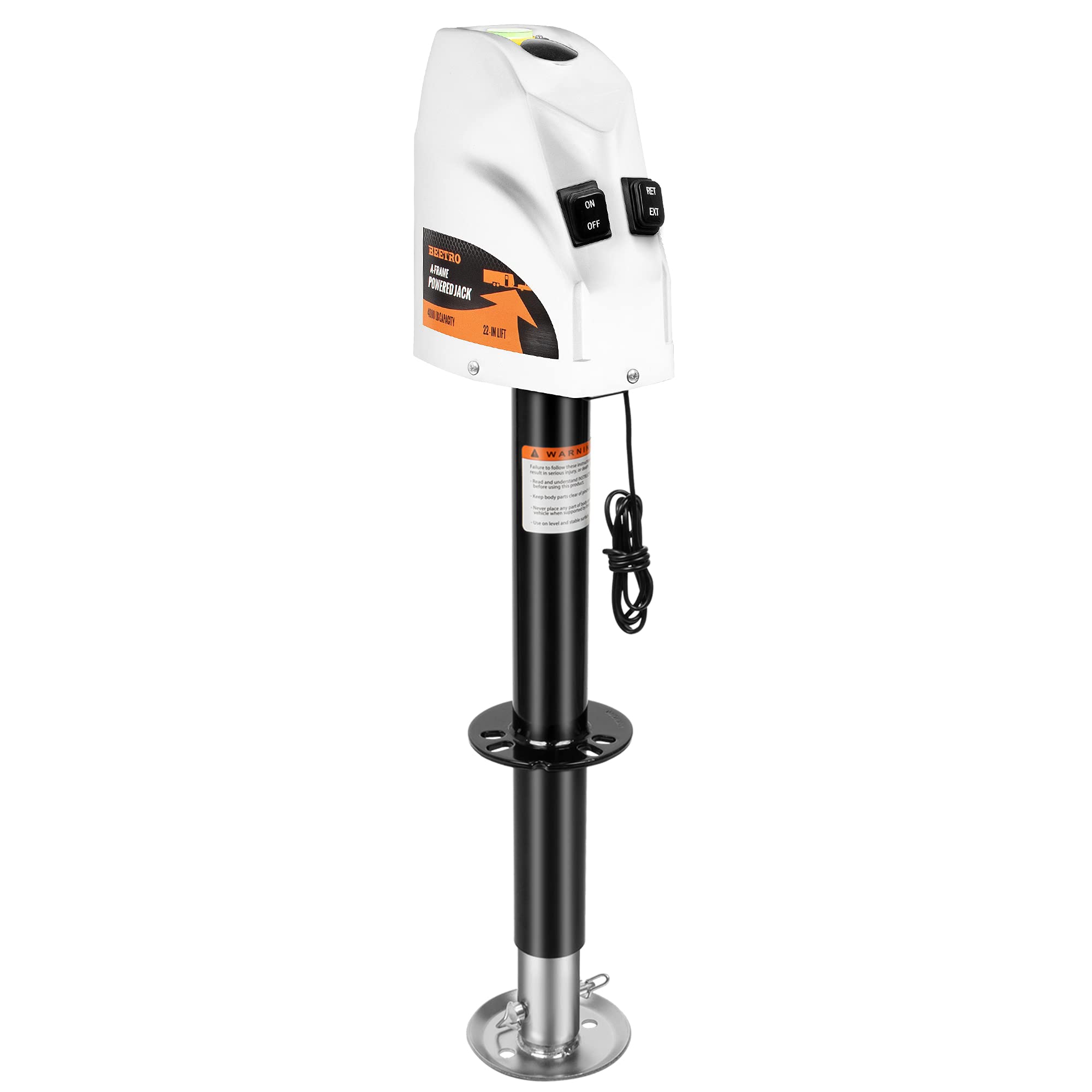 Beetro 4000 Lbs Power Tongue Jack, Heavy Duty Electric Trailer Jack For Travel And Camper, 22" Lift, 12V Dc, White