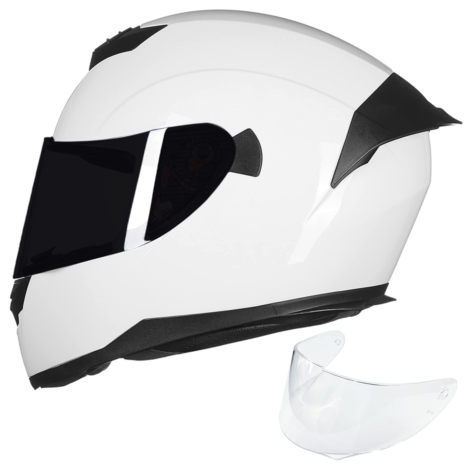 ILM Full Face Motorcycle Helmet for Motocross Street Bike DOT Certified 2 Visors Model-317(White, L)