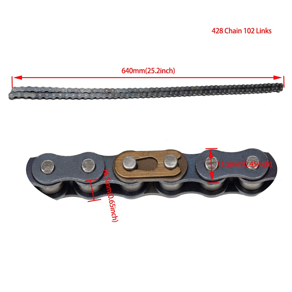 Hiaors 428 Drive Chain 102 Link With 5Pcs Connecting Master Link For 50Cc 70Cc 90Cc 110Cc 125Cc Honda Xr50 Crf50 Yamaha Ttr 225