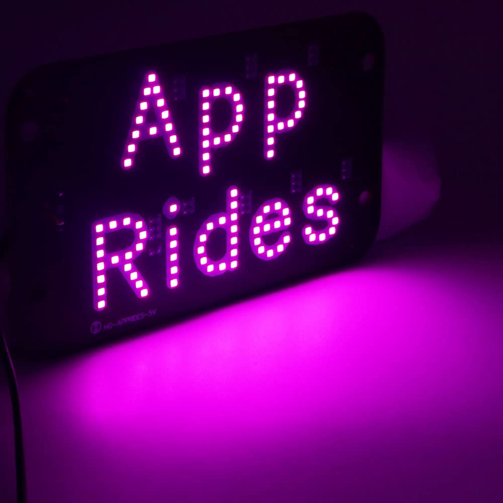 NSKANQI LED Car Sign Accessories - 7.5 x 4.25 - 6ft. USB Cable | Car Interior/Taxi Light (APP Rides Pink)