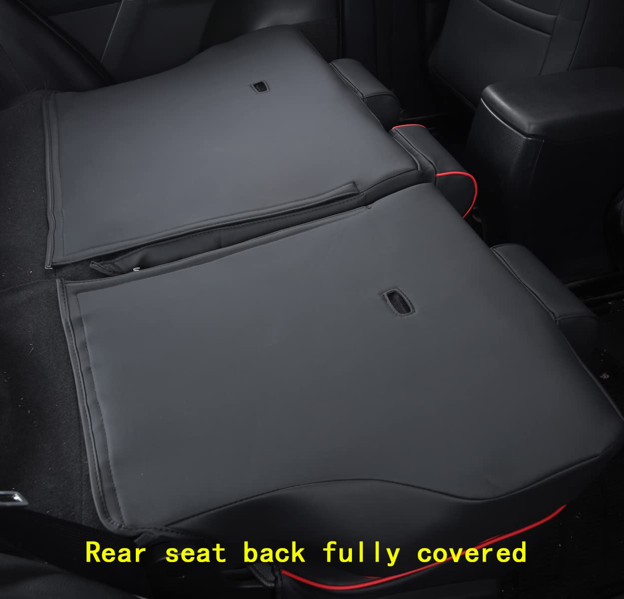 LULUDA Custom Fit Toyota RAV4 Seat Covers, Faux Leather, Waterproof, Black with Red Trim, Full Set for 2013-2018 RAV4