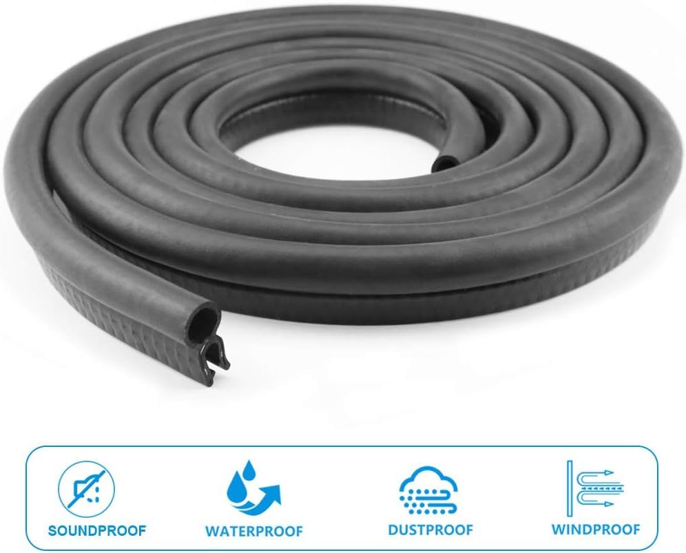 Storystore Automotive Door Weather Stripping 13Ft Car Door Rubber Edge Trim Seal Strip Gasket with Top Car Door Seal Strip for B