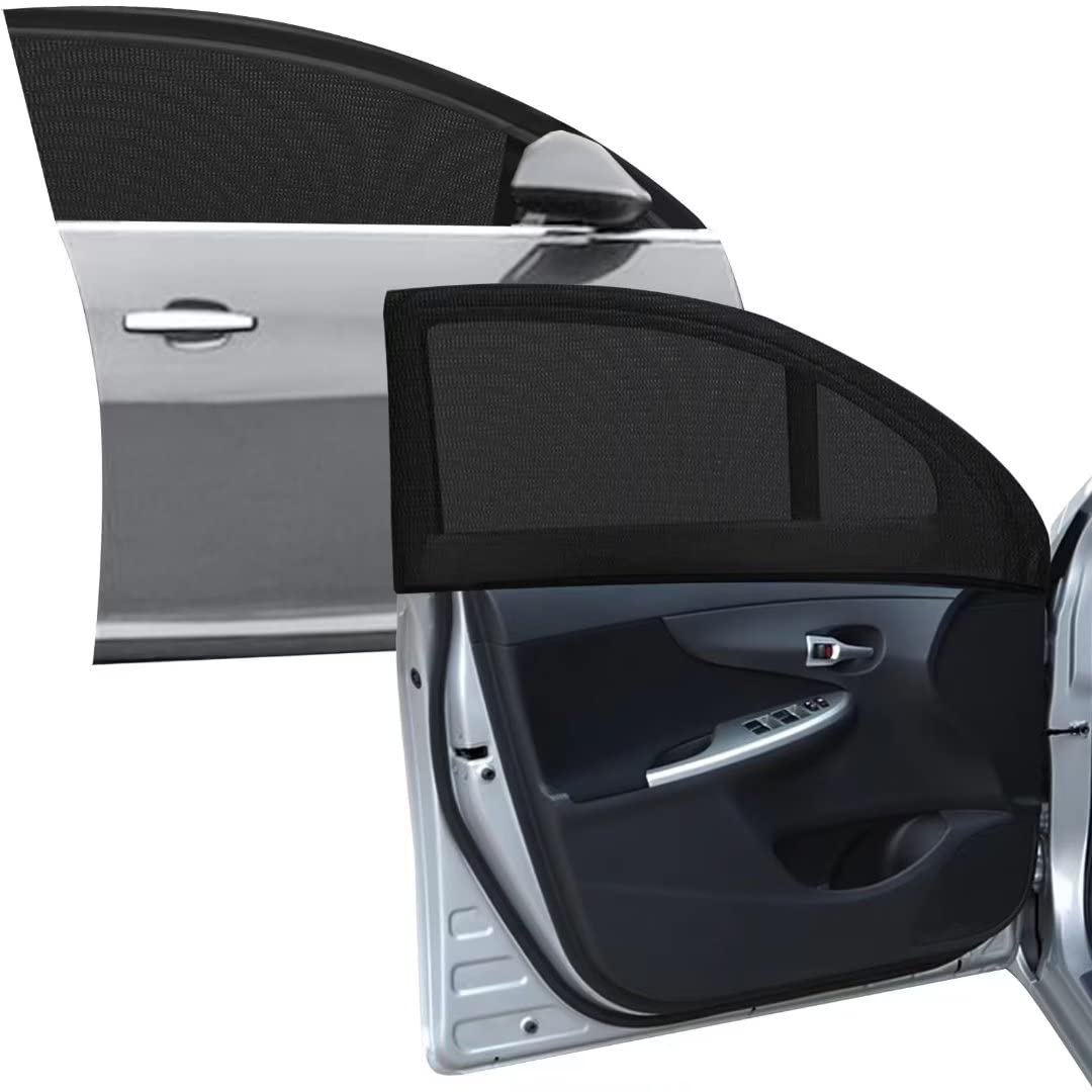 2Pcs Car Front Window Sunshade, Breathable Mesh Car Window Screen Streched Up To 40'', For Night Camping, Privacy Shade