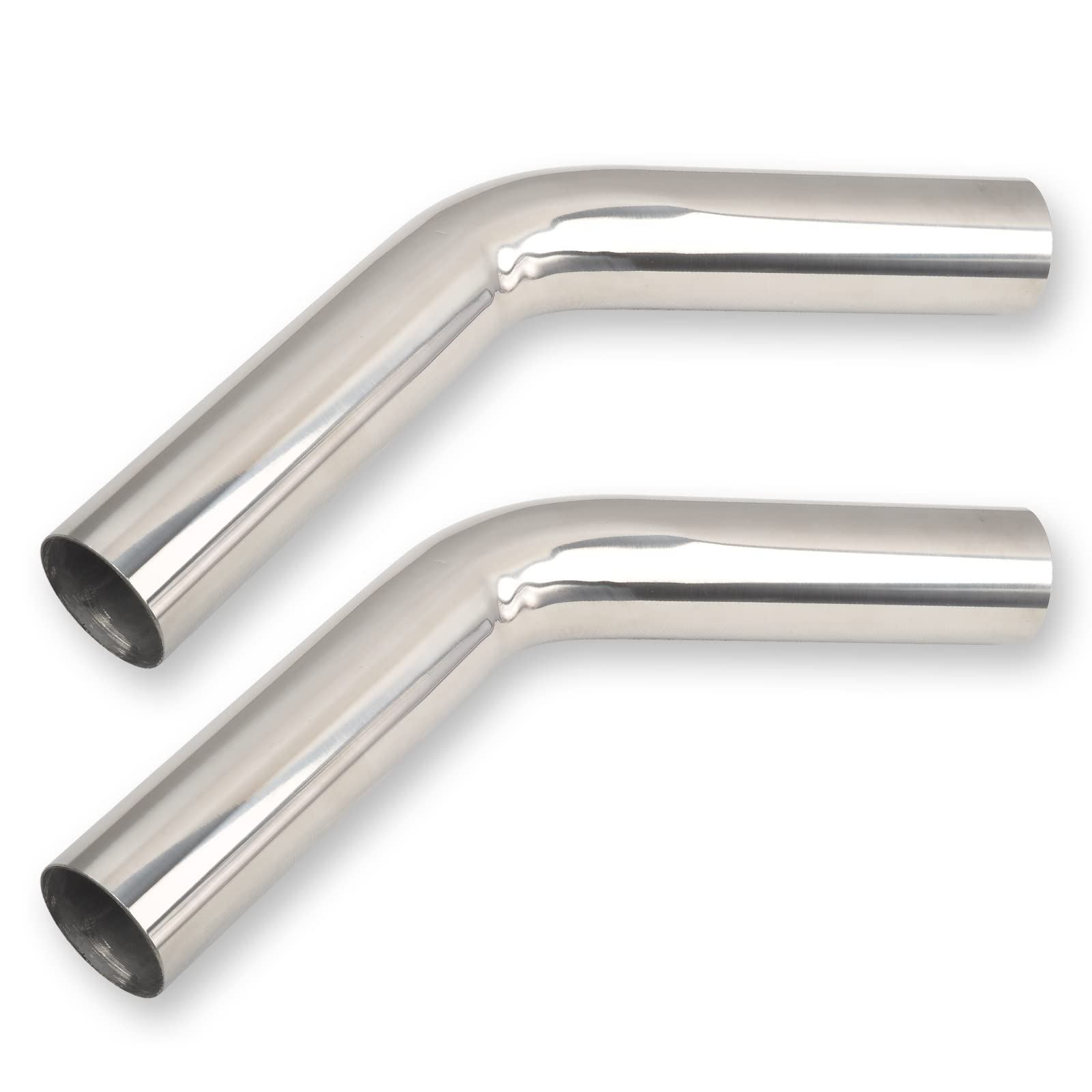 Fgjqefg 2 Inch 45 Degree Diy Custom Mandrel Exhaust Pipe Tube Pipe, T304 Stainless Steel, Universal Fit, 15.74 Inch End To End Length, 2'' Od Mandrel Bend Pipe 2Pcs
