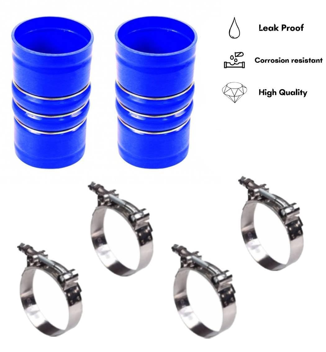 Torque 2Pcs Silicone Cac Charge Air Cooler Hump Hose 3 1/2'' X 6 3/8'' With T-Bolt Clamps Set, 3.5 Inch Id Turbo, Air Intake And