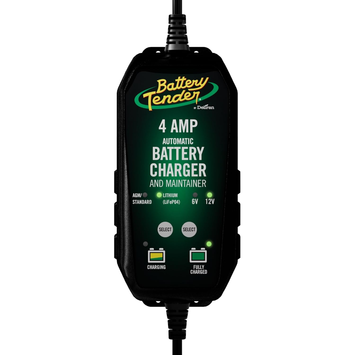 Battery Tender 4 AMP Smart Battery Charger - 12V/6V for Cars, SUVs, Trucks - Lead Acid, AGM, Gel, Lithium - Model 022-0209-BT-WH