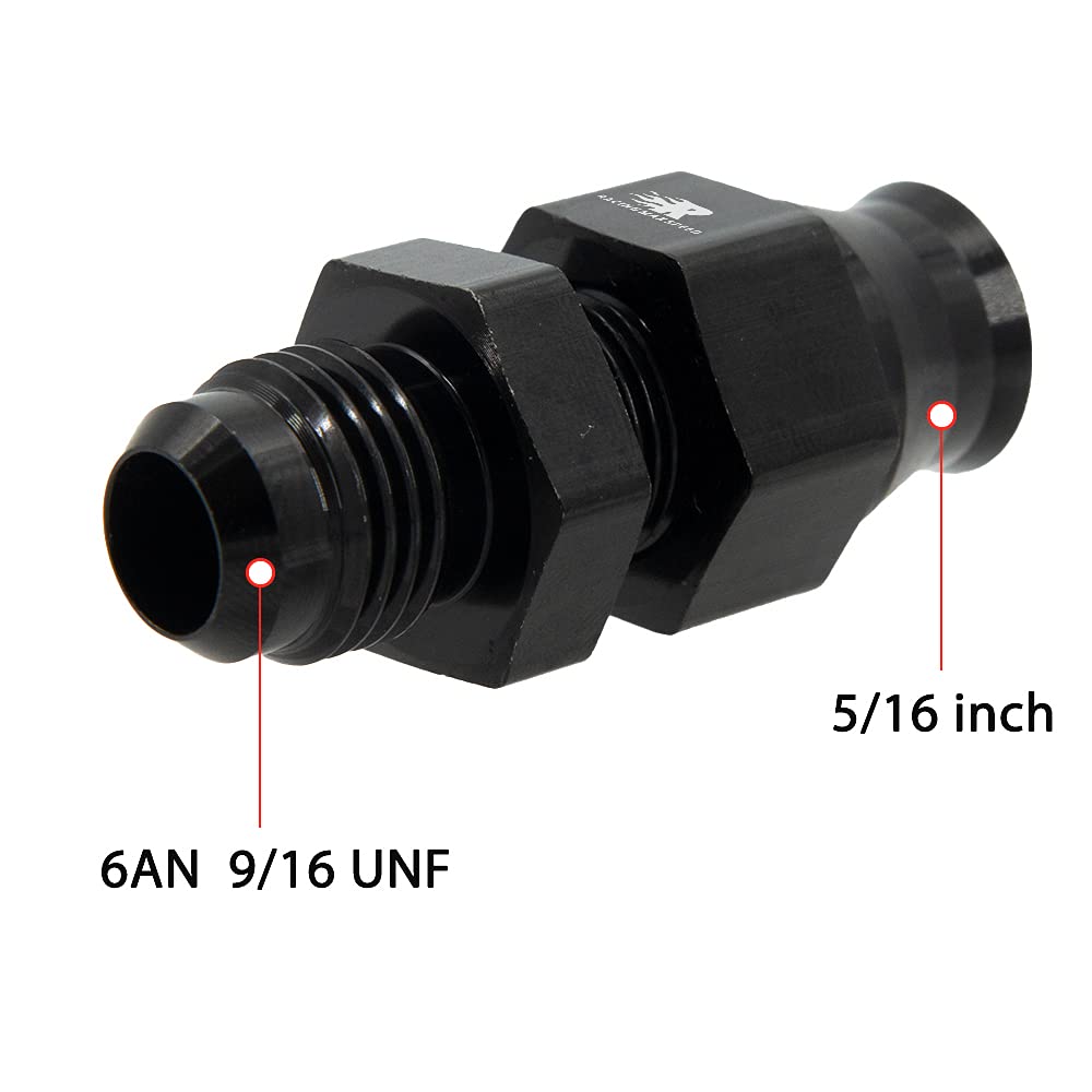 CNRAQR 6AN Male Flare to 5/16" Fuel Hardline Tube Fitting Adapter, Aluminum Alloy, Black, 2 Pcs