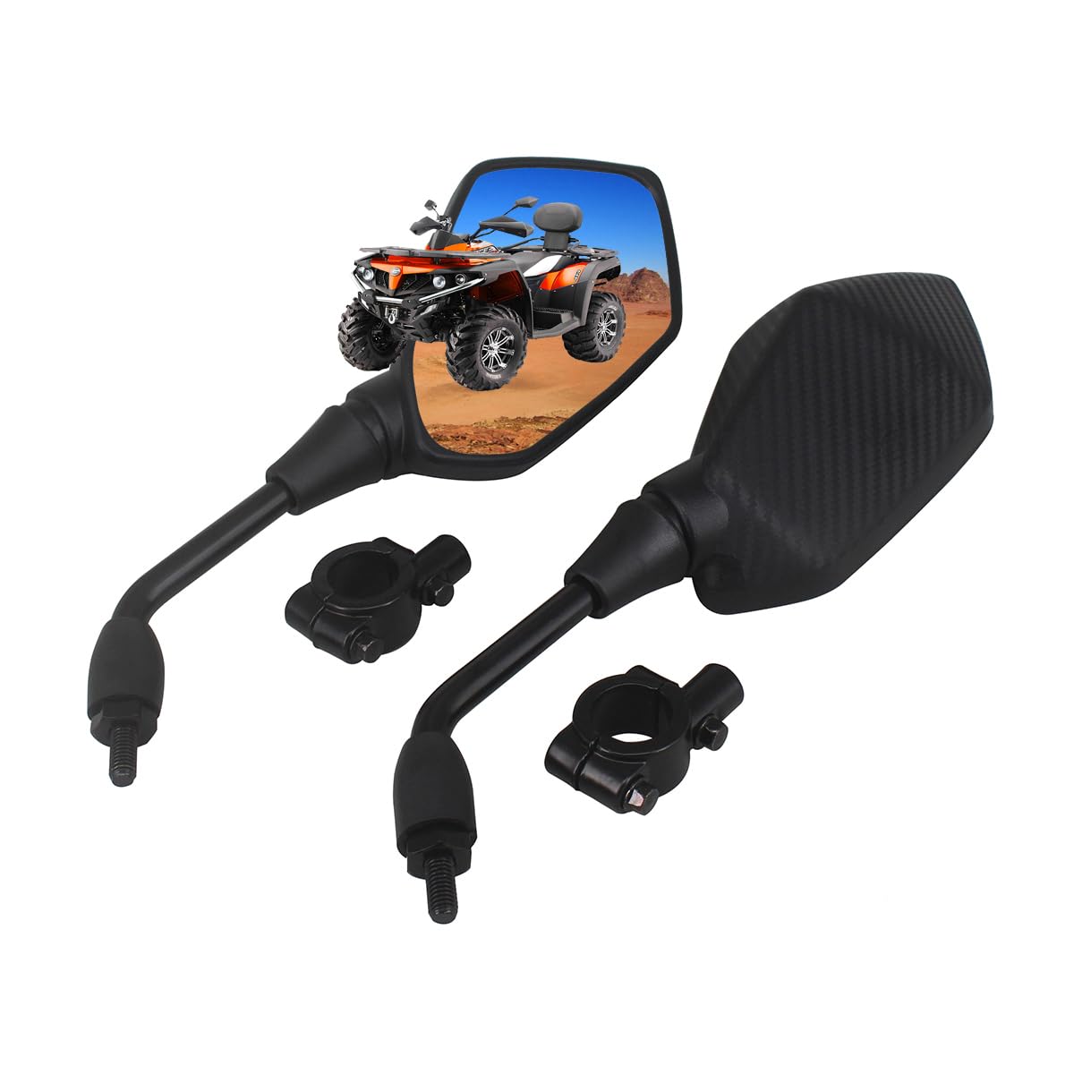 HKOO Universal Hawk-eye Motorcycle Convex Rear View Mirror - with 10mm Bolt, Handle Bar Mount Clamp Compatible with Cruiser, Suz