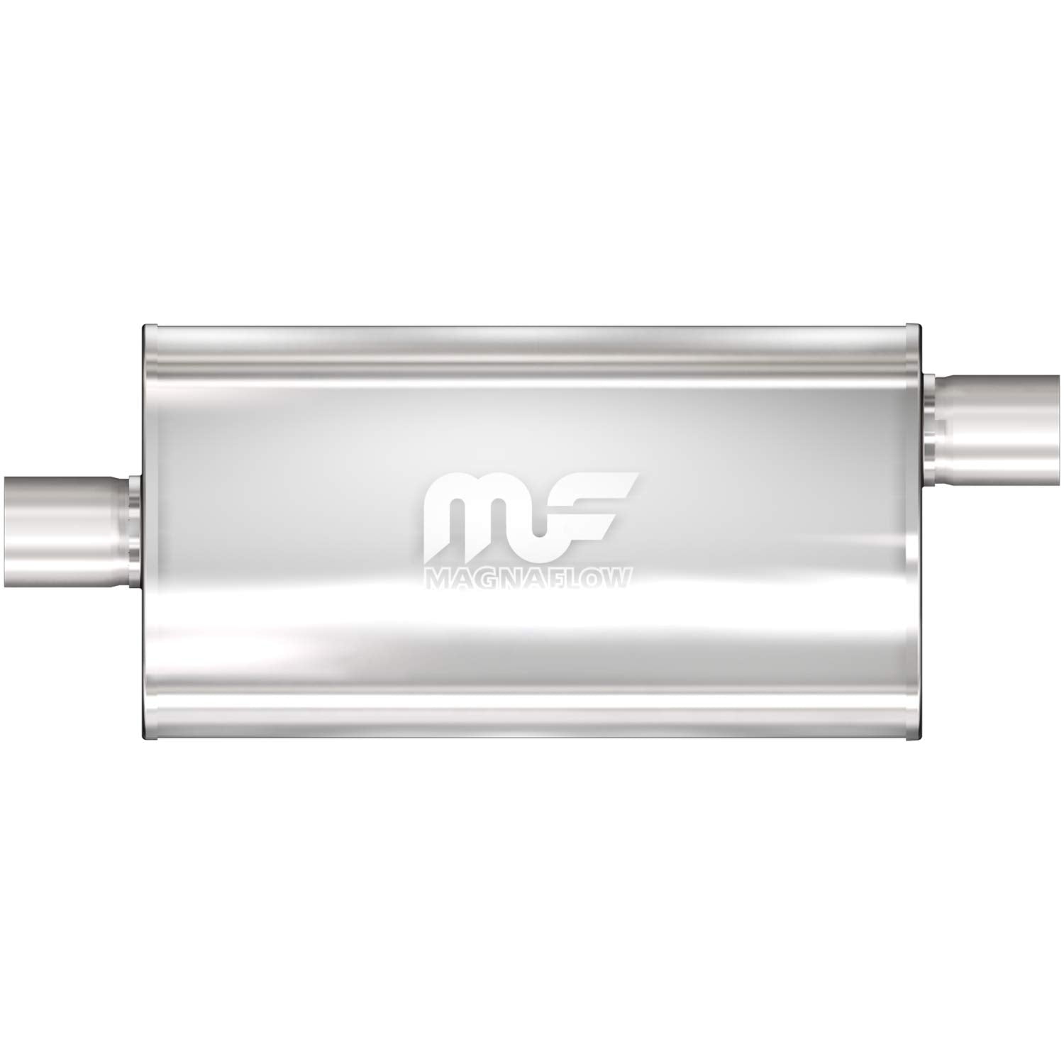 MagnaFlow Performance Exhaust Muffler 12909, 3.5" Inlet/Outlet, Oval, Stainless Steel, Satin Finish, 5x11x22" - Silver