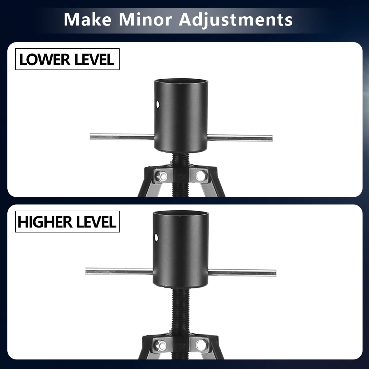A-KARCK King Pin Adjustable Tripod Stabilizer for 5th Wheel, 5000 lbs Load, Alloy Steel, Black