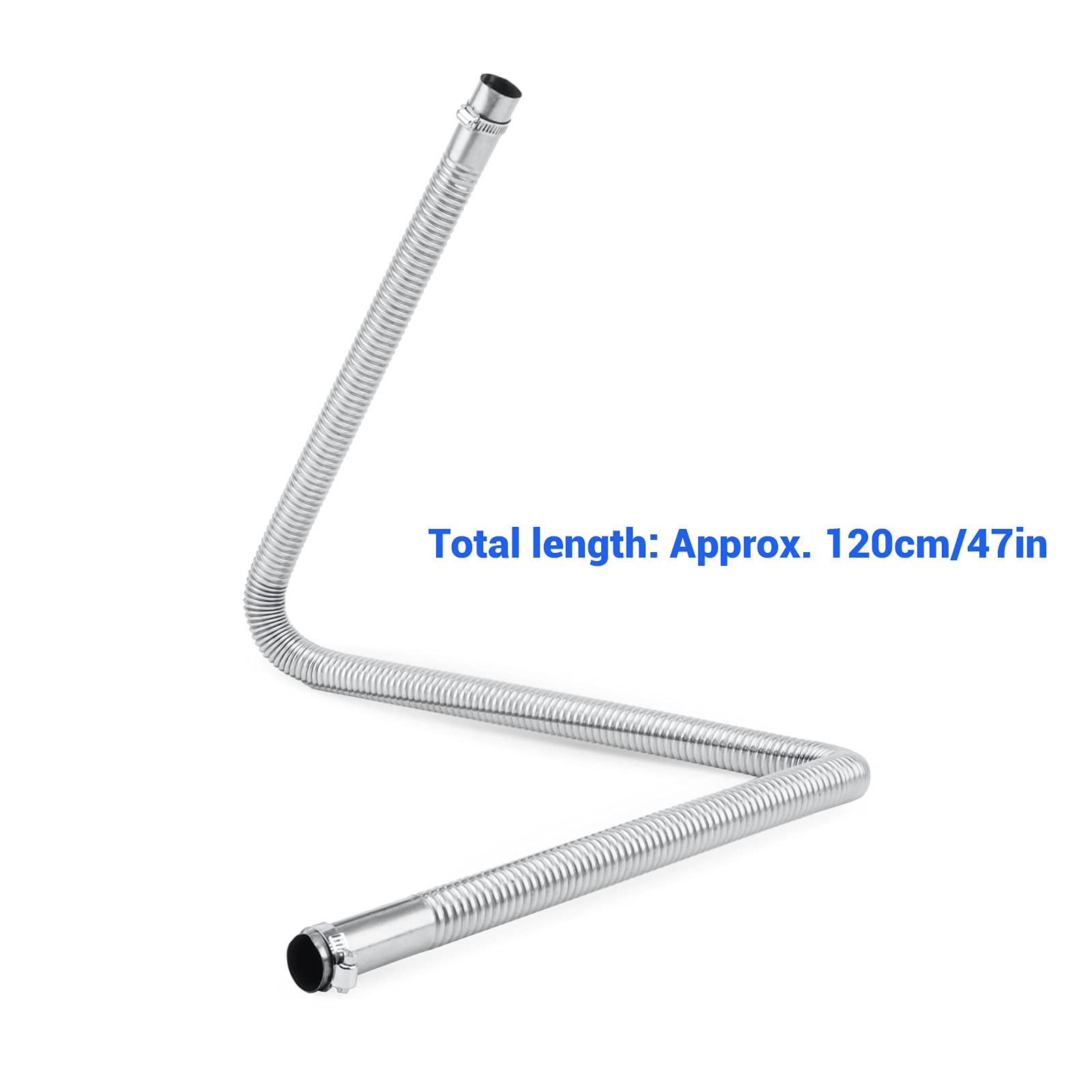 COLOR TREE Stainless Steel Exhaust Pipe 1 Inch (2.5CM ID) 120CM Length - Silver, Model SKUB09259 for Diesel Gas Vent Hose