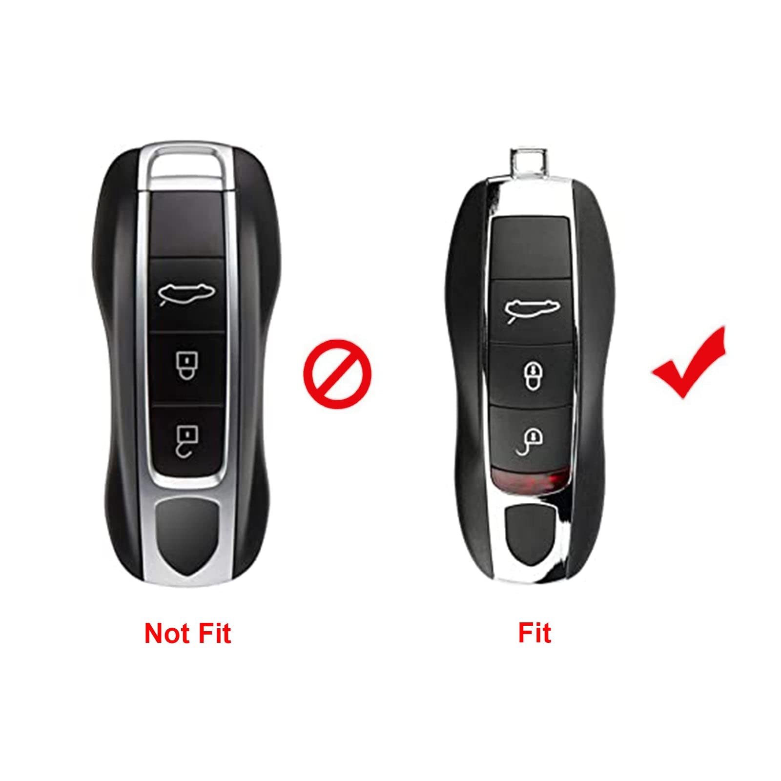 Xotic Tech Carbon Fiber Style Key Fob Cover Smart Remote Shell Case, 3 Pcs Set Full Protection, Compatible With Porsche Boxster