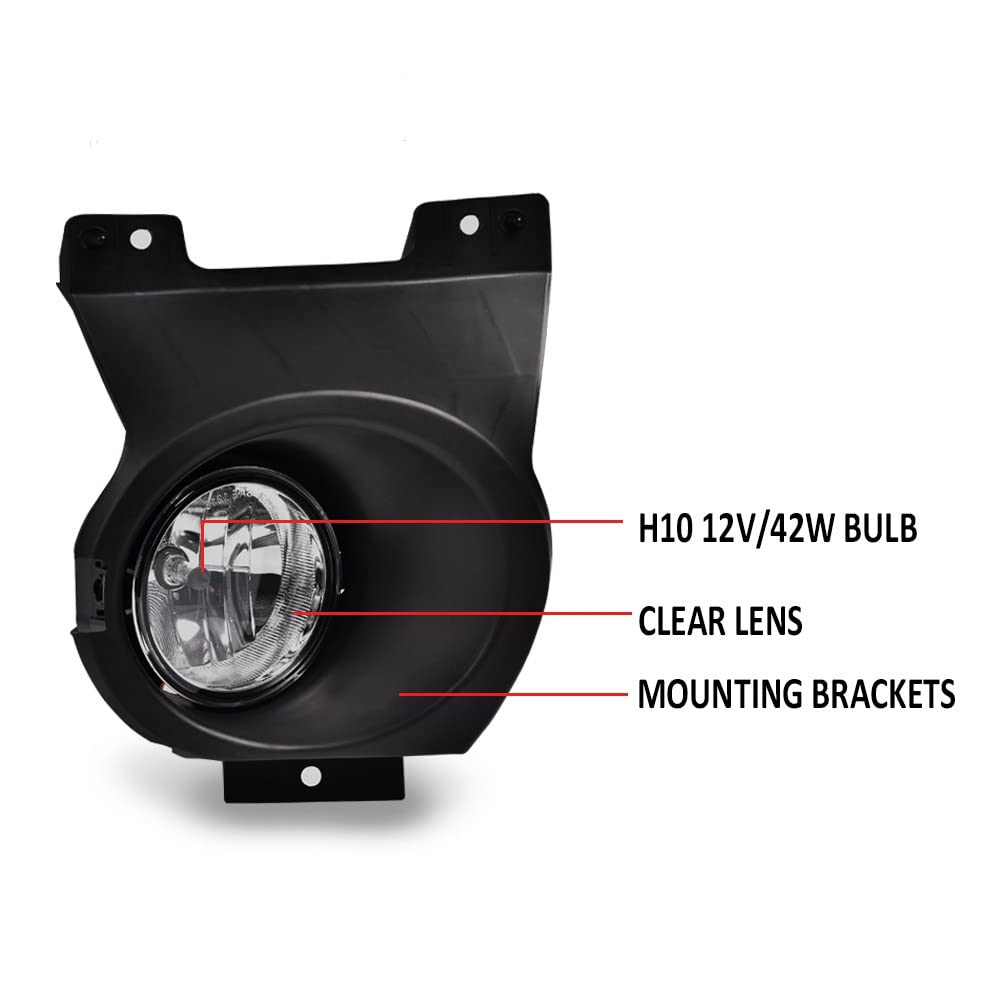 G-Plus Fog Lights Compatible With 2011-2014 Ford F150, (Not For Svt Raptor Models),Driving Fog Lamps W/Switch/Bracket/Bulbs Pair