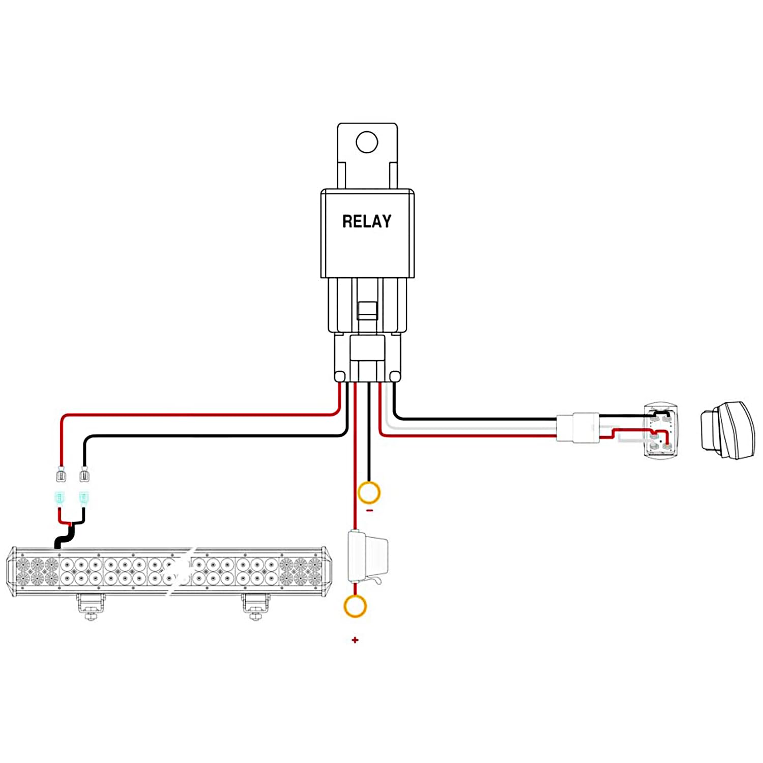 Nilight - 10019W LED Light Bar Wiring Harness Kit 12AWG Heavy Duty 12V 5Pin Rocker Switch Laser On off Waterproof Switch Power R