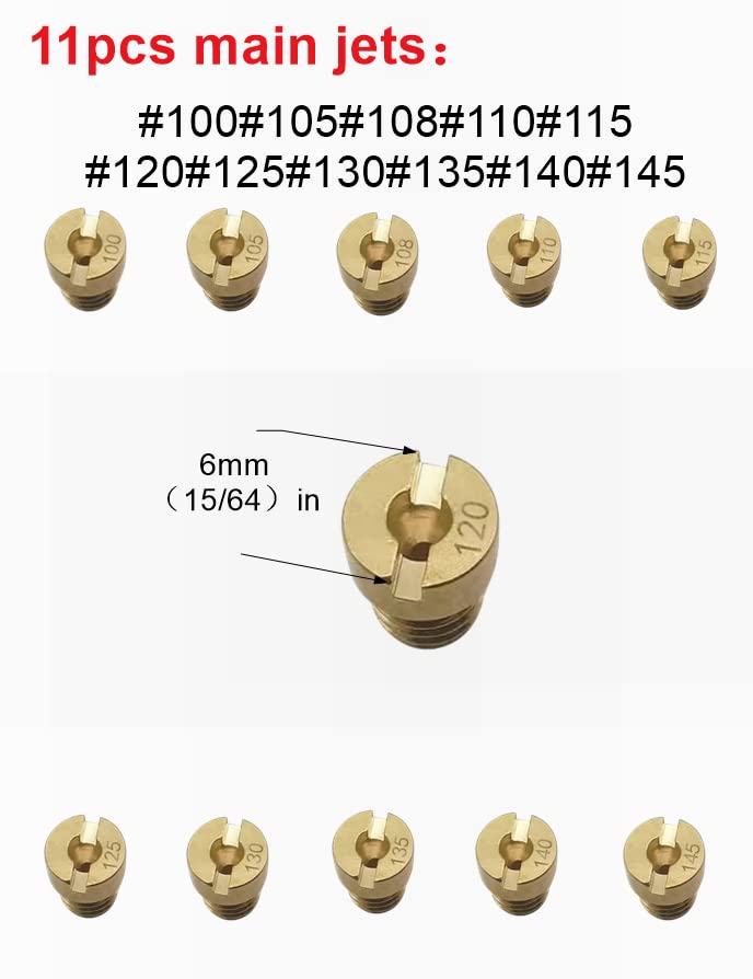 YAMAKATO Aftermarket 33pcs Carburetor Jet Kit w/ 11pcs Slow Pilot Jets and 22pcs Main Jets for Honda PWK Keihin OKO CVK KOSO PE