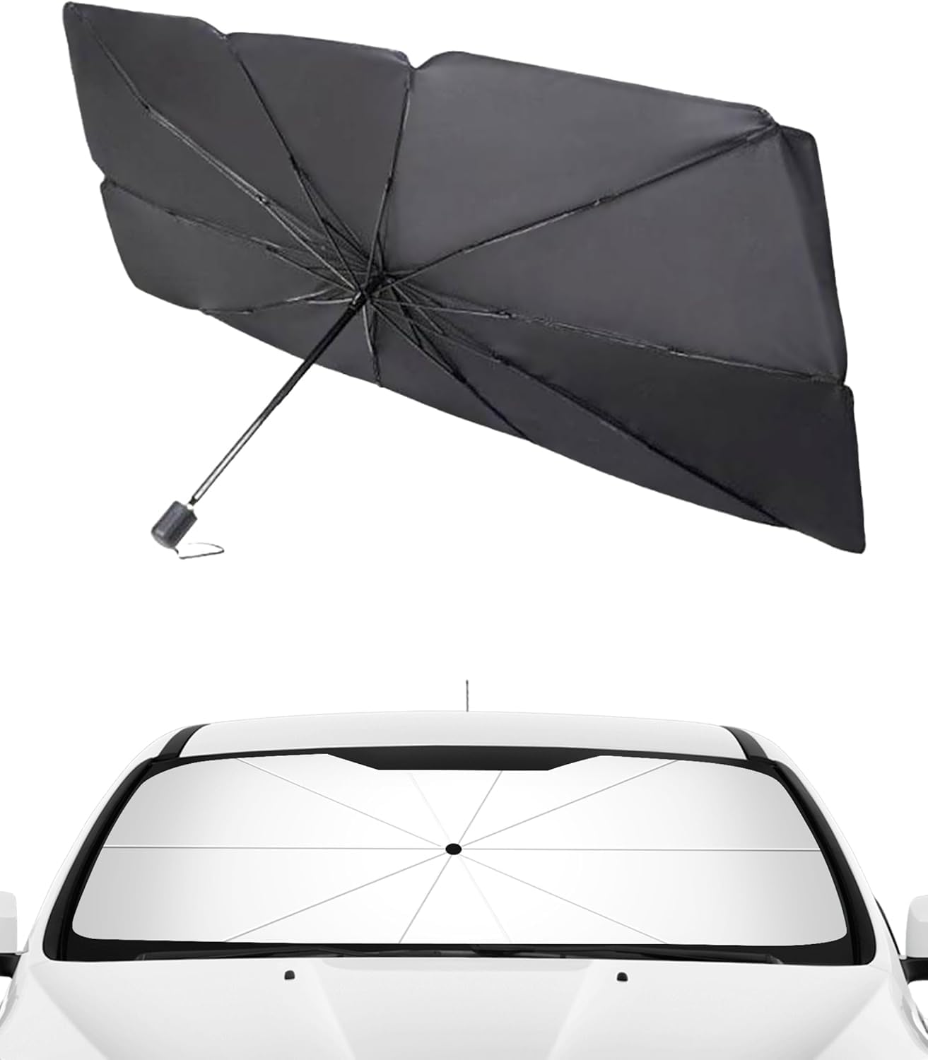 KolorFish Car Windshield Sun Shade Umbrella  Foldable Car Umbrella Sunshade Cover UV Block Car Front Window (Heat Insulation Pr