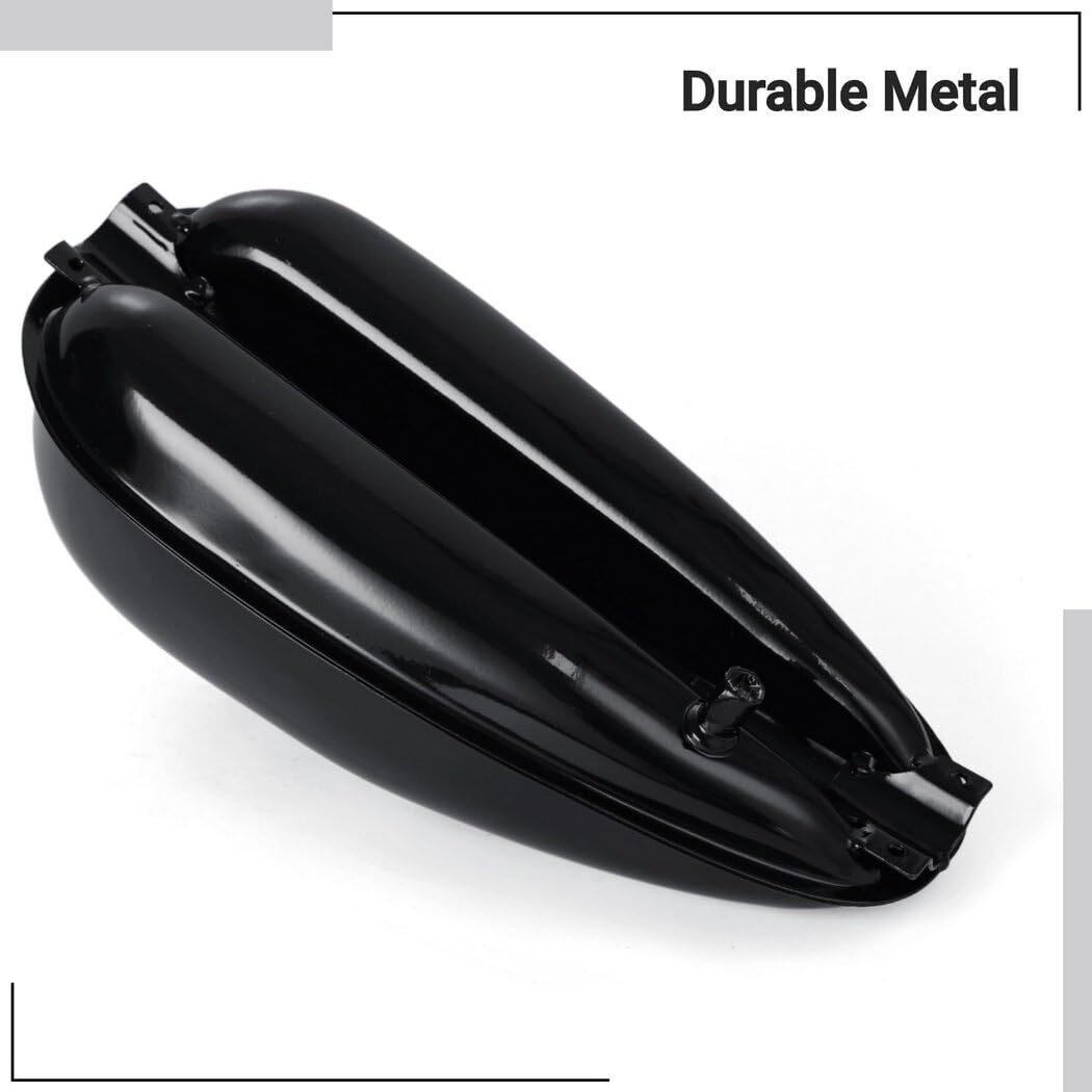 yeesport Motorized Bike Fuel Tank, 4L/1Gal Replacement for 49CC 66CC 80CC Bicycles, Stainless Steel, Easy Install, Black