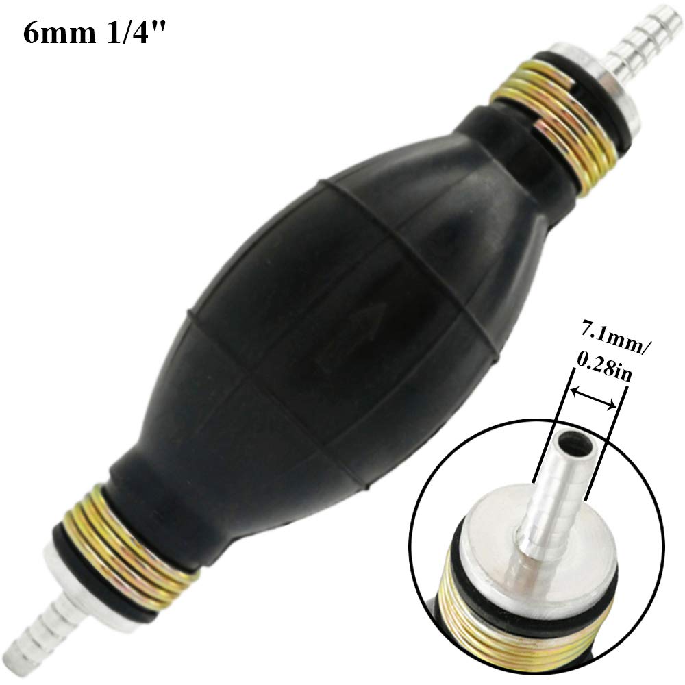 Automotive-leader 6mm 1/4'' Rubber Fuel Transfer Vacuum Fuel Line Hand Primer Pump Bulb Type Black Bulb Type for Marine Boat Acc