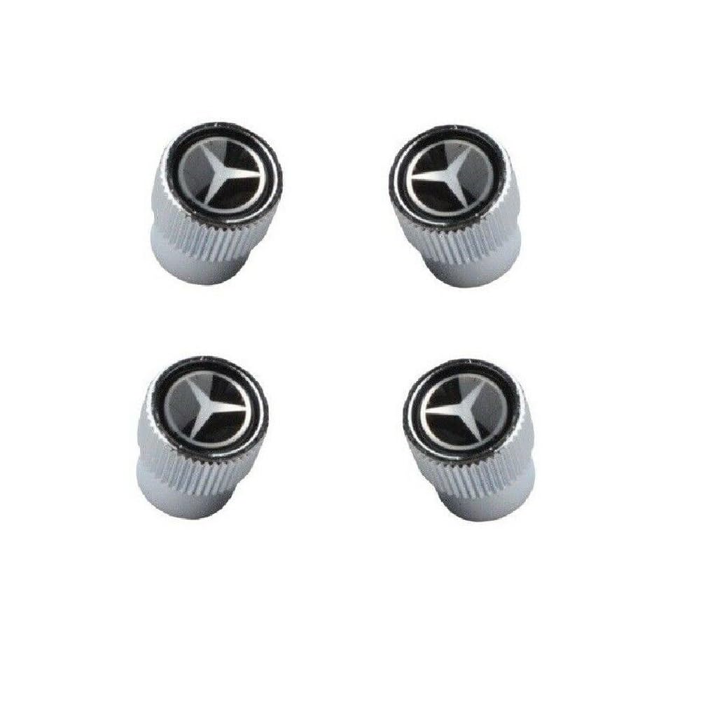 Mercedes Benz Genuine Q-6-40-8126 - Valve Stem Caps, Black With Silver Star