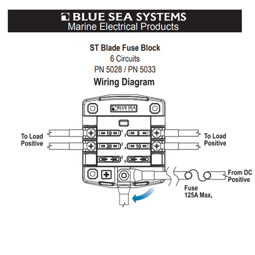 Blue Sea Systems 5028 St Blade Fuse Block 6 Circuit With Cover
