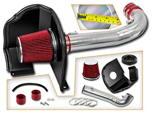 Cold Air Intake System With Heat Shield Kit + Filter Combo Red Compatible For 14-18 Chevy Silverado 1500 / Gmc Sierra 1500 4.3L V6