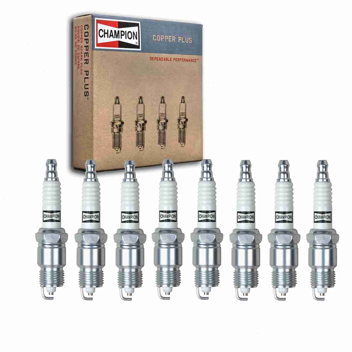 8 pc Champion Copper Plus Spark Plugs compatible with Ford F-250 5.0L 5.8L 7.5L V8 1974-1997