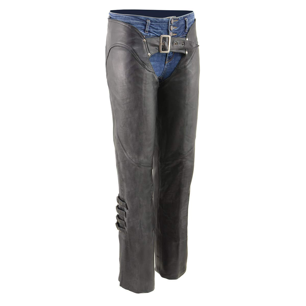 Milwaukee Leather Women's Black Premium Leather Motorcycle Rider Protective Chaps MLL6520-3X-Large