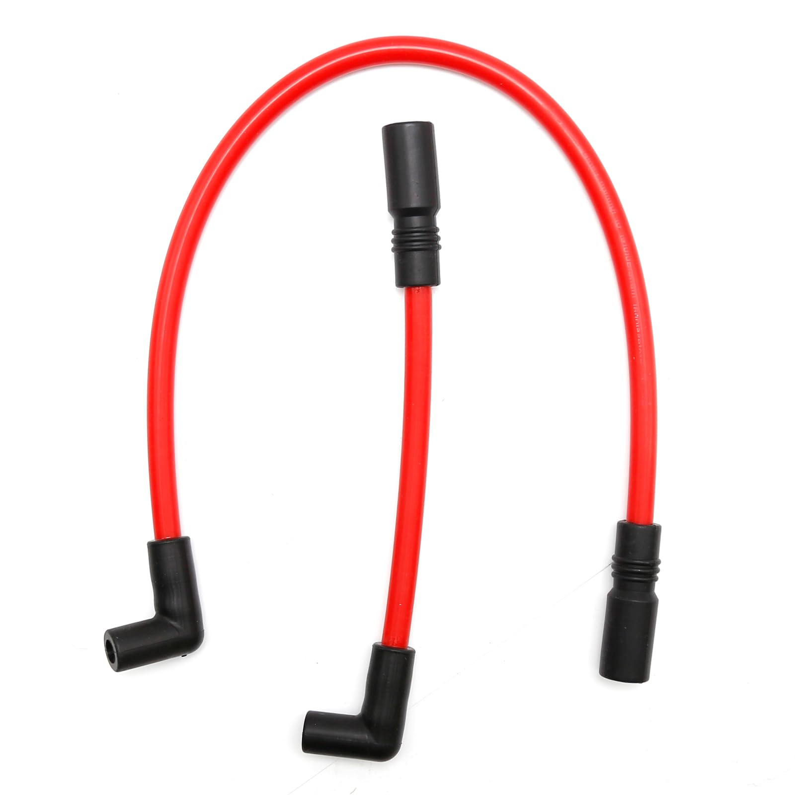 DUZFOREI Motorcycle Spark Plug Wire Kit - 2 Pcs, 10.4mm/10mm, Rubber, Red, Compatible with Harley Davidson Big Twin FXD Dyna 2000