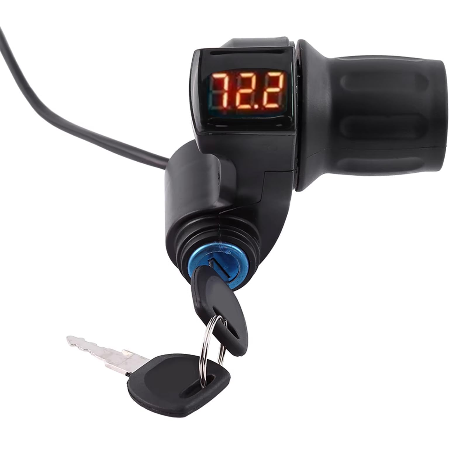 Half Twist Throttle 24V 36V 48V 72V Voltage Display Throttle Electric Motorcycle Throttle with Key Igination, Electric Scooter B