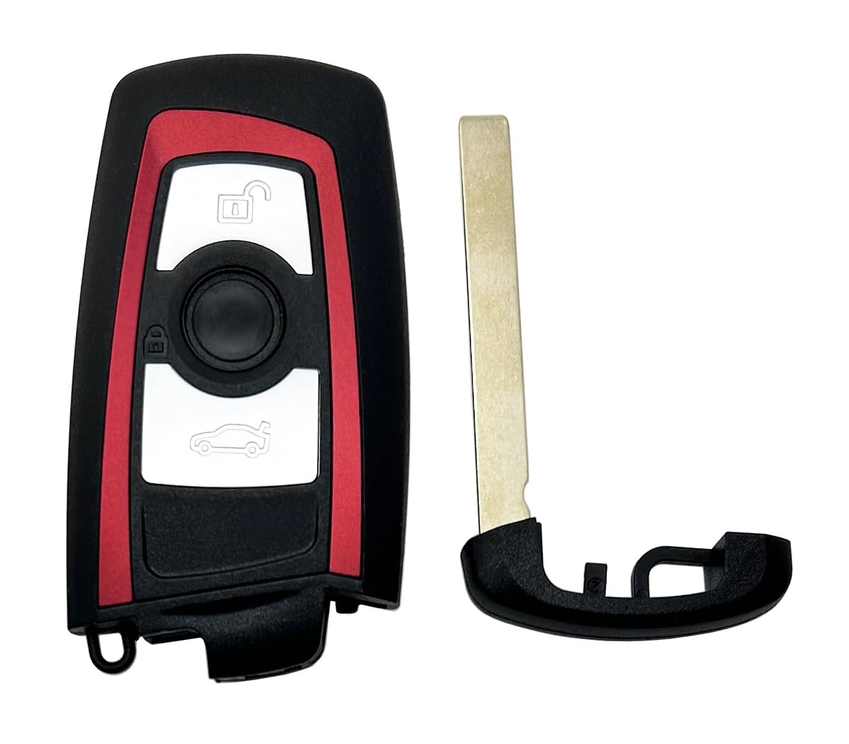 AYGUCEKE Key Fob Case Cover for BMW 1 2 3 4 5 6 7 Series, X3, M2 - Red Silicone, 3 Buttons