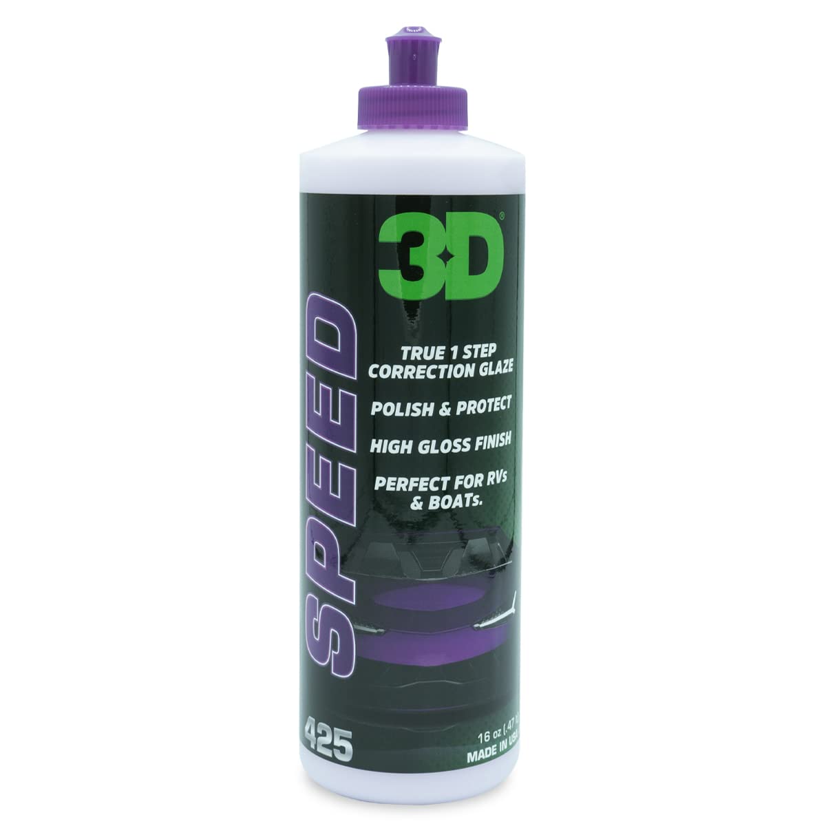 3D Speed Car Scratch Remover Polish & Wax - 16Oz - All-In-One Scratch Remover, Swirl Correction & Wax Sealant Protection With Glossy Shine