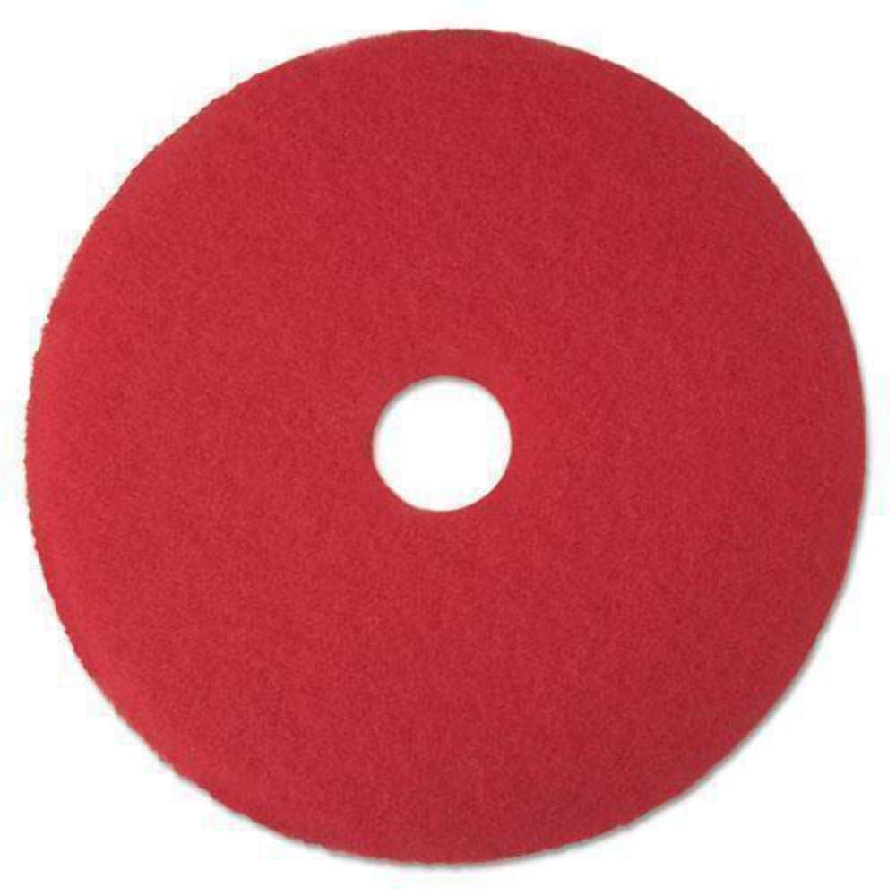 3M 08387 Low-Speed Buffer Floor Pads 5100, 12-Inch Diameter, Red, 5/Carton