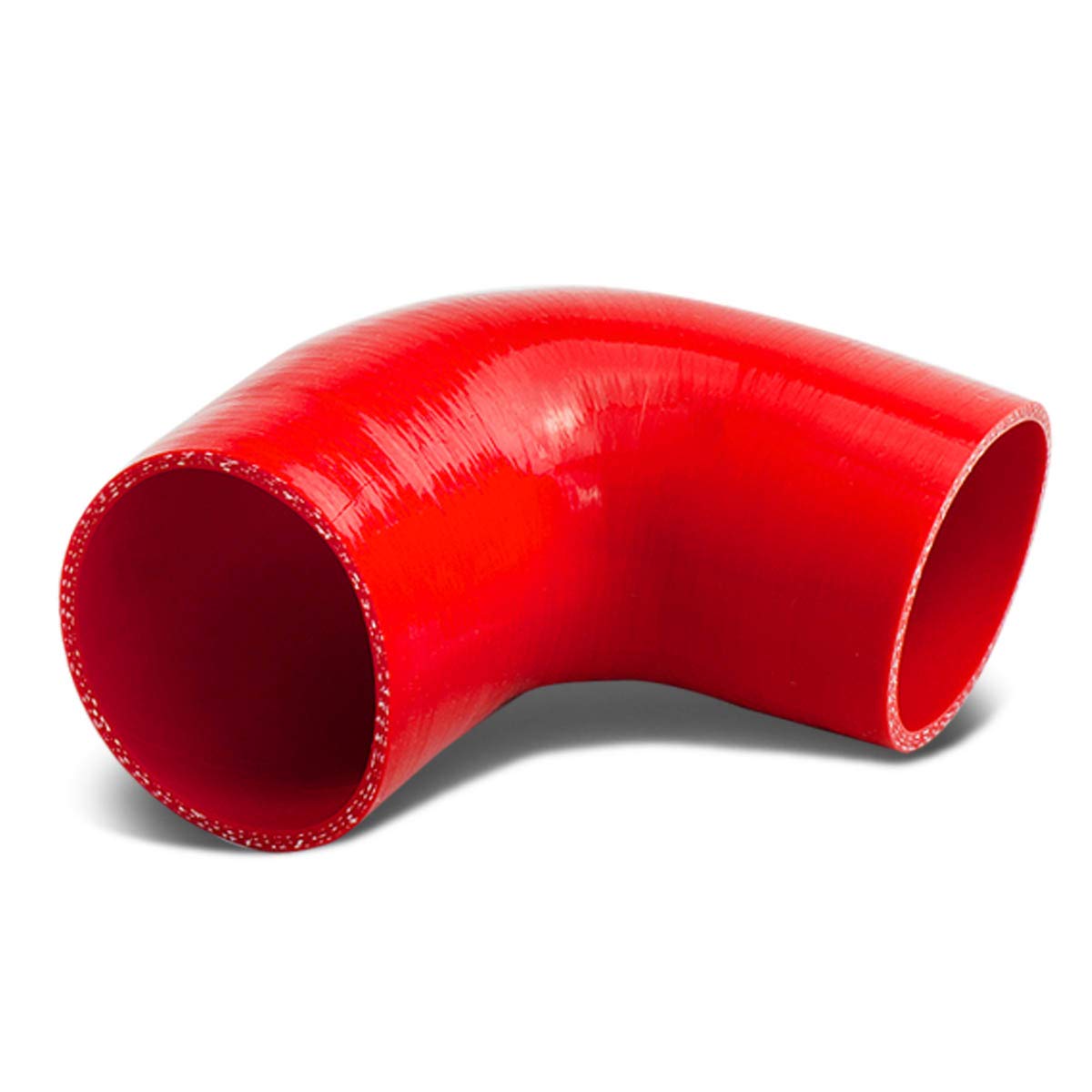 Auto Dynasty 2.25 Inches To 2.5 Inches 90 Degree Elbow Turbo/Intercooler/Intake Piping Coupler Reducer Silicone Hose (Red)