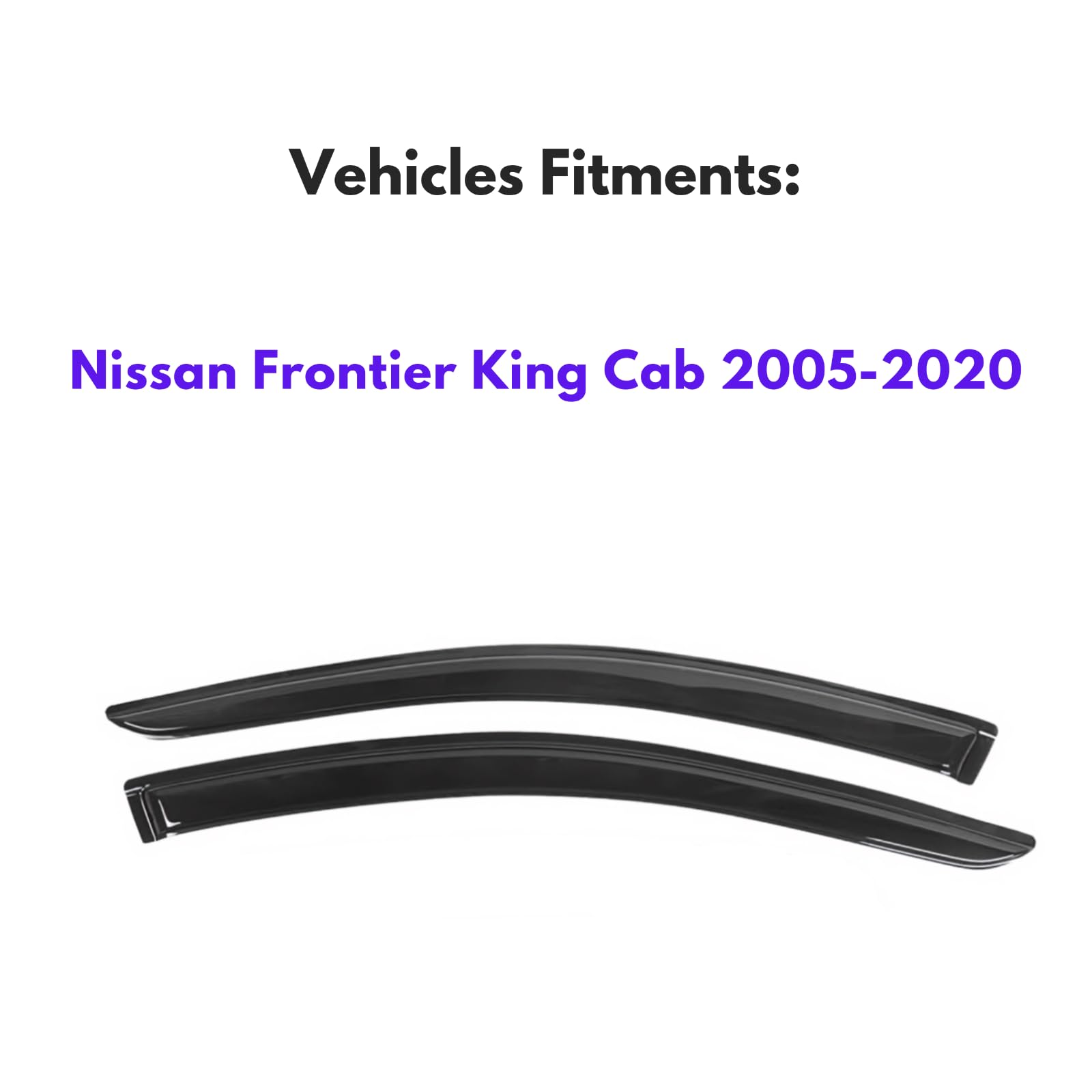 Ig Window Visor For Nissan Frontier King Cab 2005-2020, Rain Guard Tape-On Side Vent Window Deflector, 2006 2007 2008 2009 2010