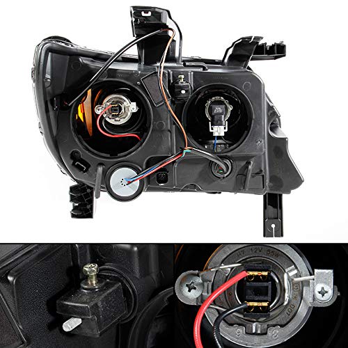 AKKON LED DRL Dual Square Projector Headlights Pair Set for 2015-2022 Chevy Colorado - Black Housings